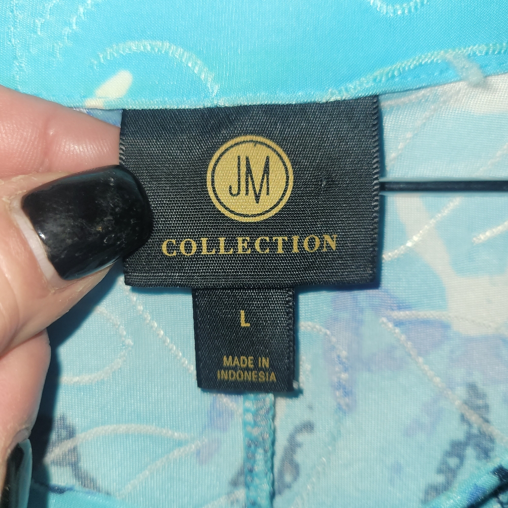 Jm Collection Aqua Multi-Pattern V-Neck Tunic - image 2